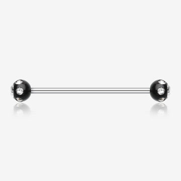 Acrylic Aurora Gem Ball Industrial Barbell-Black/Clear